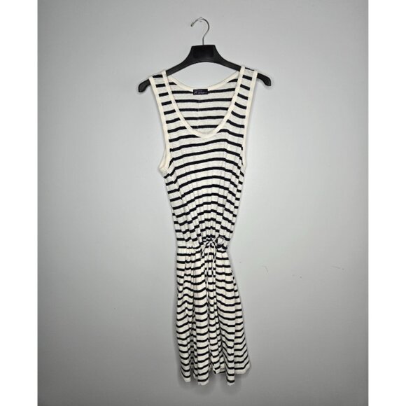 Gap Tall Navy & White Striped Linen-Blend Midi Dress M – Lined Skirt, Pockets - Picture 1 of 6